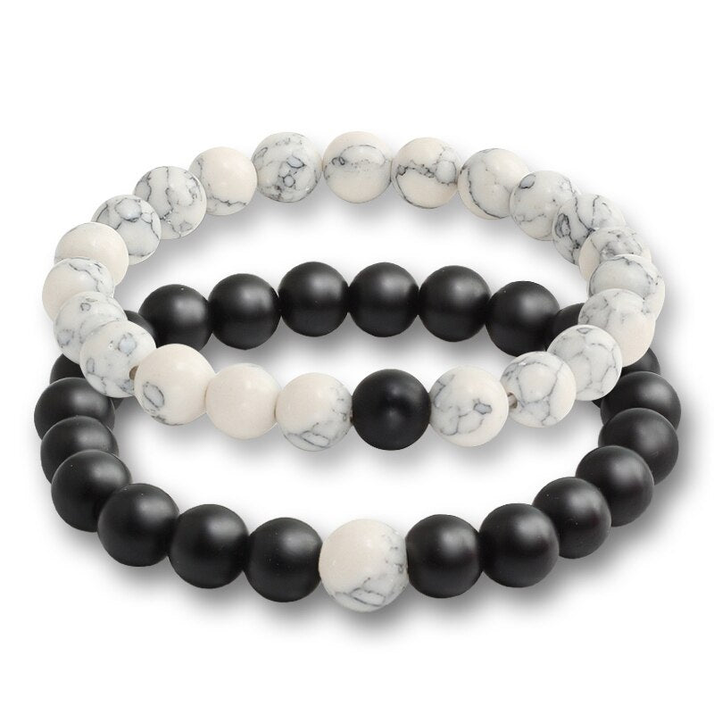 Bracelets For Women Lava Natural Stone White and Black