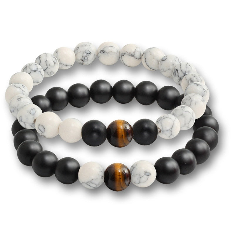 Bracelets For Women Lava Natural Stone White and Black