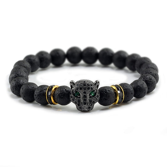 12 Style Bracelet Men Black Lava Healing Balance Beads