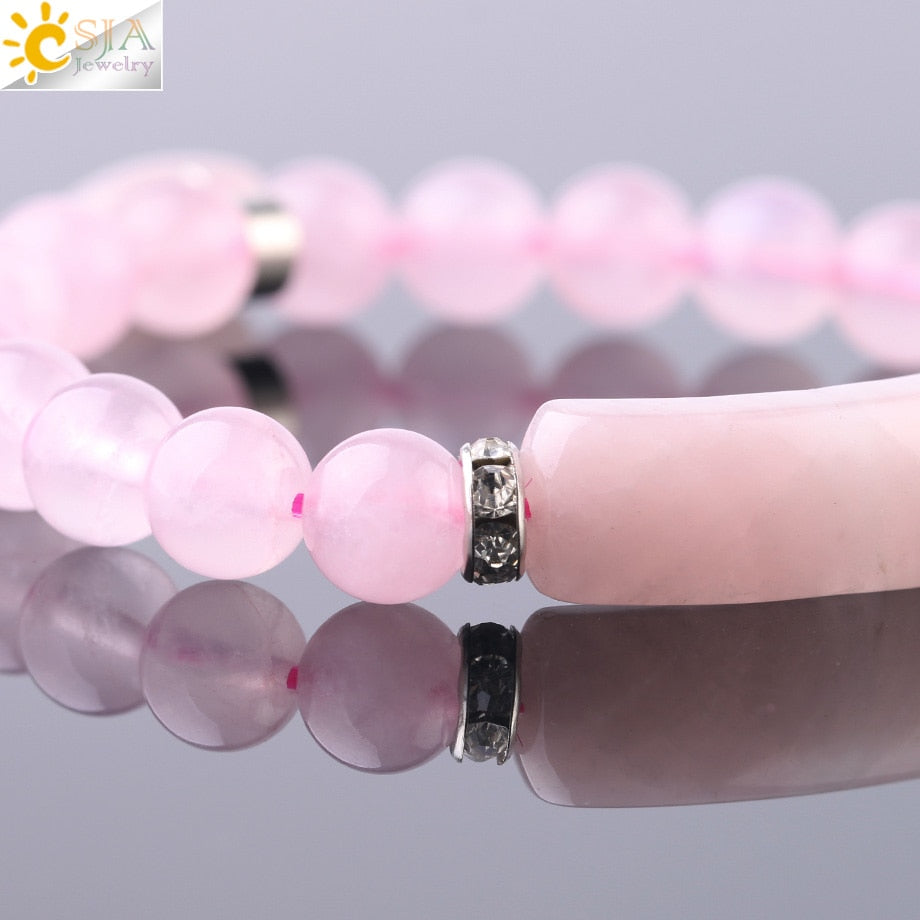 Natural Stone Pink Crystal Bracelet for Women
