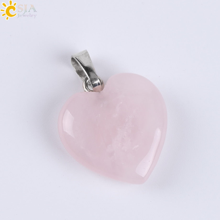 Heart Crystals Natural Stone Necklaces  Pendants