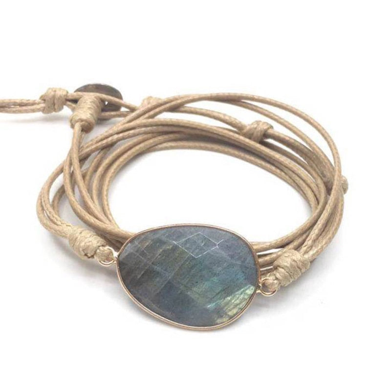 Rope Wrap Bracelet Natural Stones Labradorite