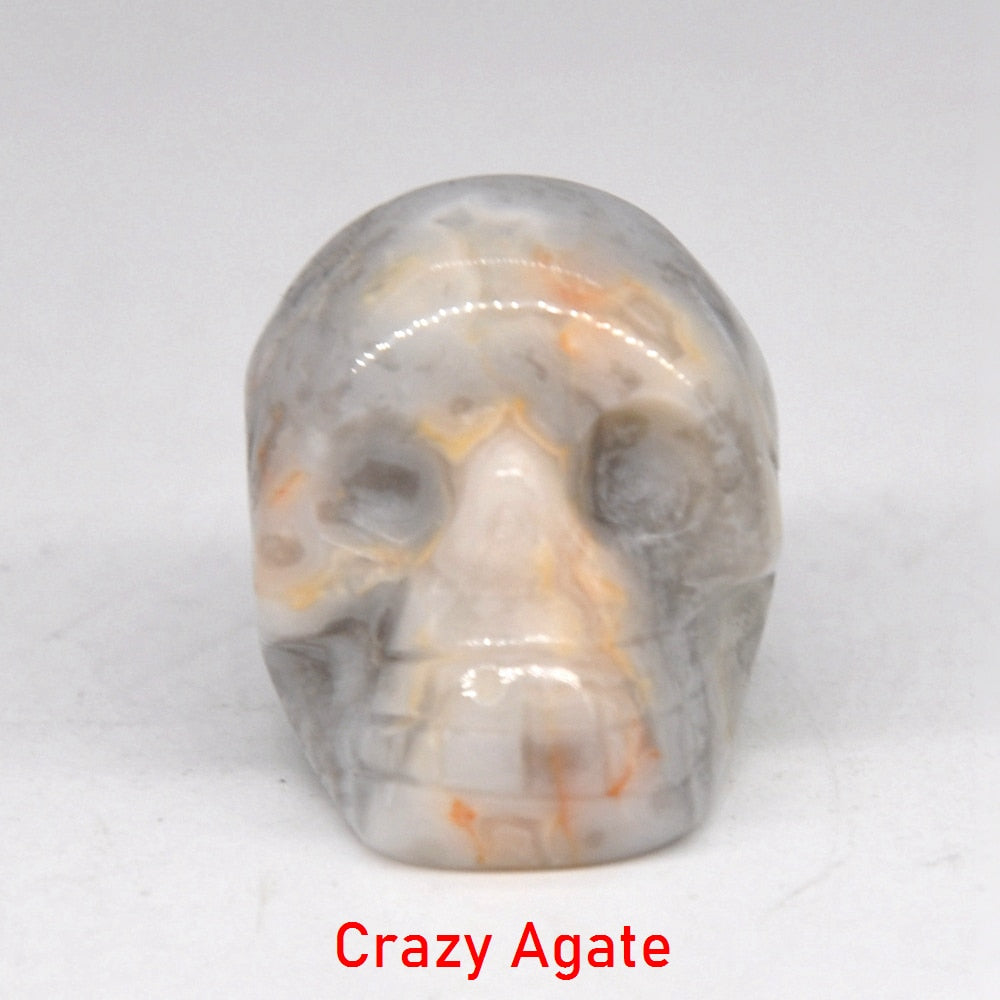 Skull Statue Natural Stone Carved Decoration Healing