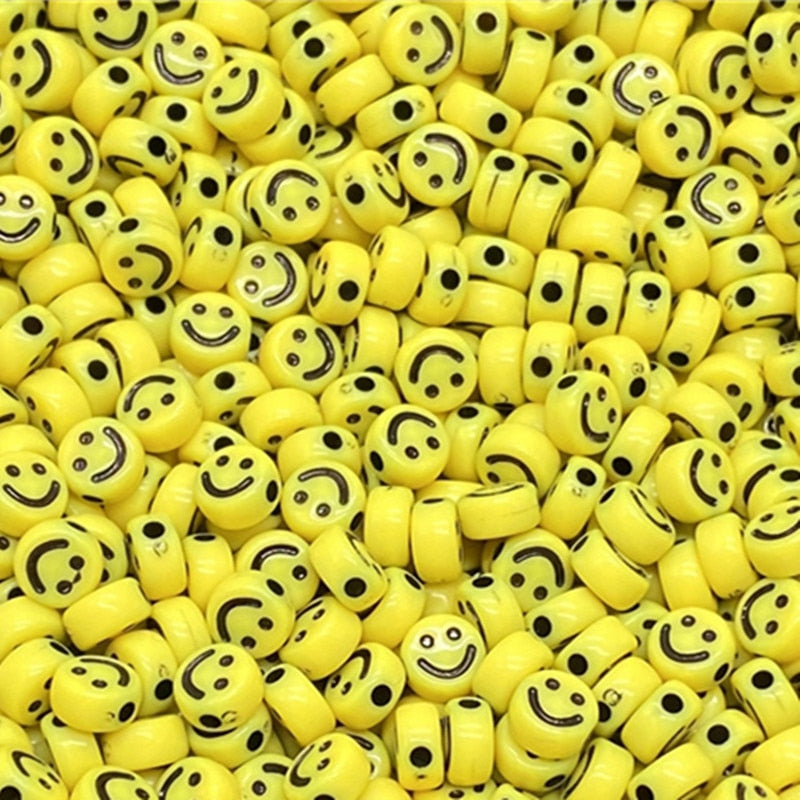 Oval Shape Acrylic Spaced Beads Smile Face Beads