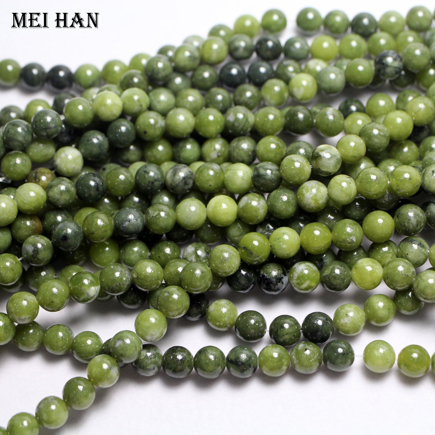 Natural 8mm Green jade Semi-precious Stone