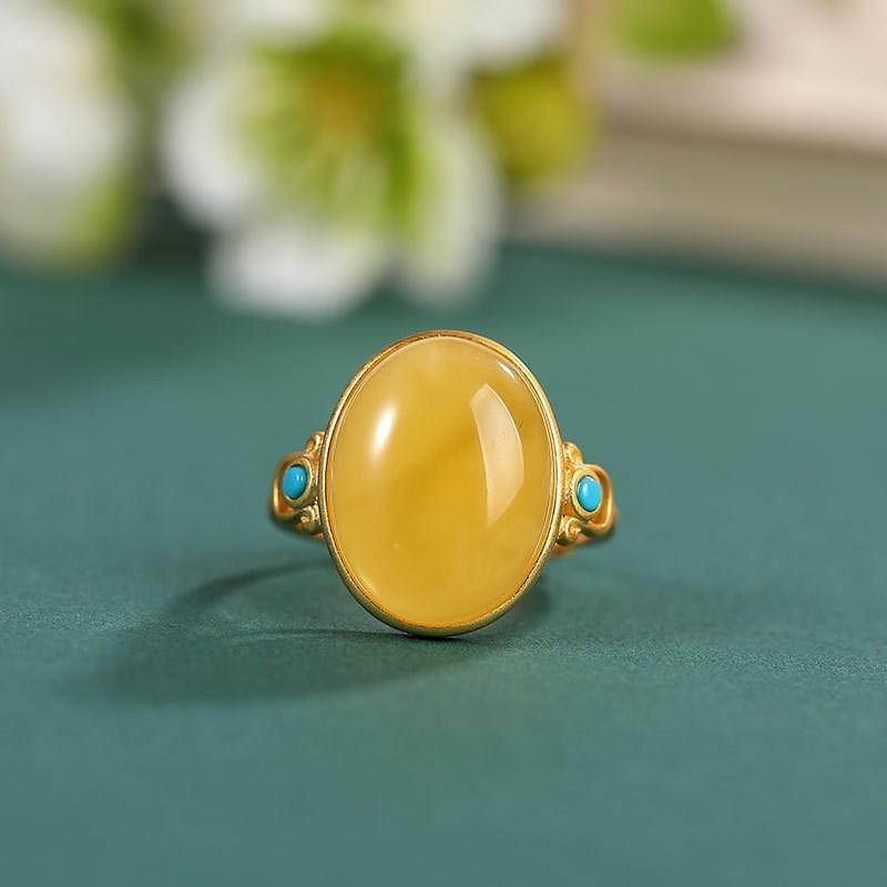 Original new natural jade turquoise adjustable ring