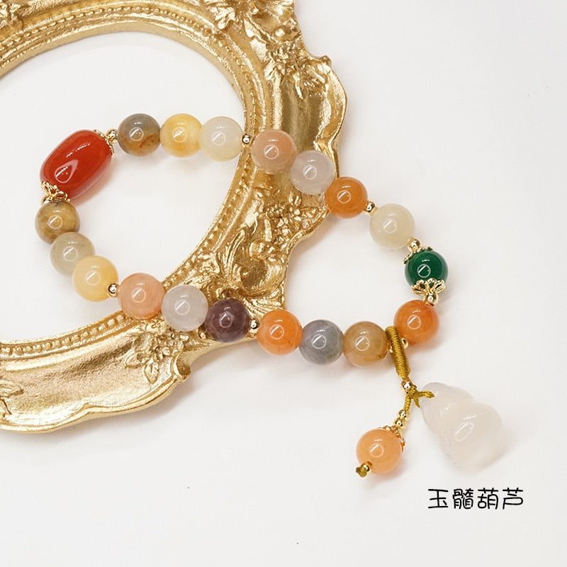 Women Handmade Jade Beaded Strand Bracelet