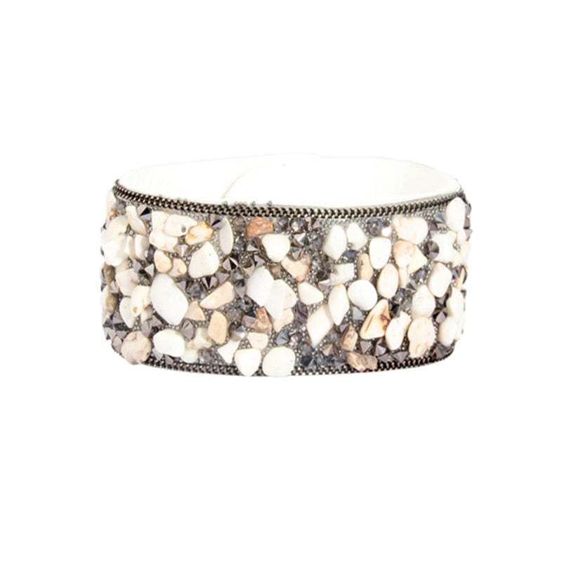 Stone Bracelets For Women Wrap Cuff Slake Leather
