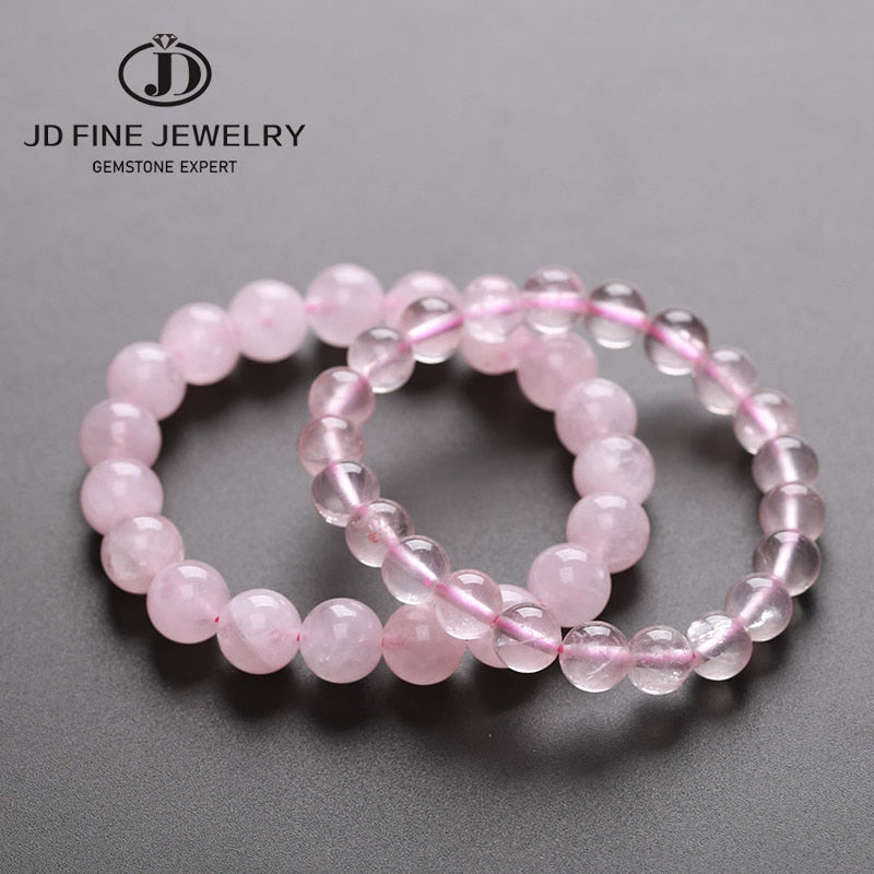 JD Natural Smooth Rose Quartz Women Bracelets