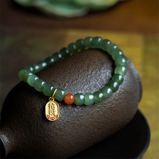 Natural Hetian Jade Bead Bracelet Women