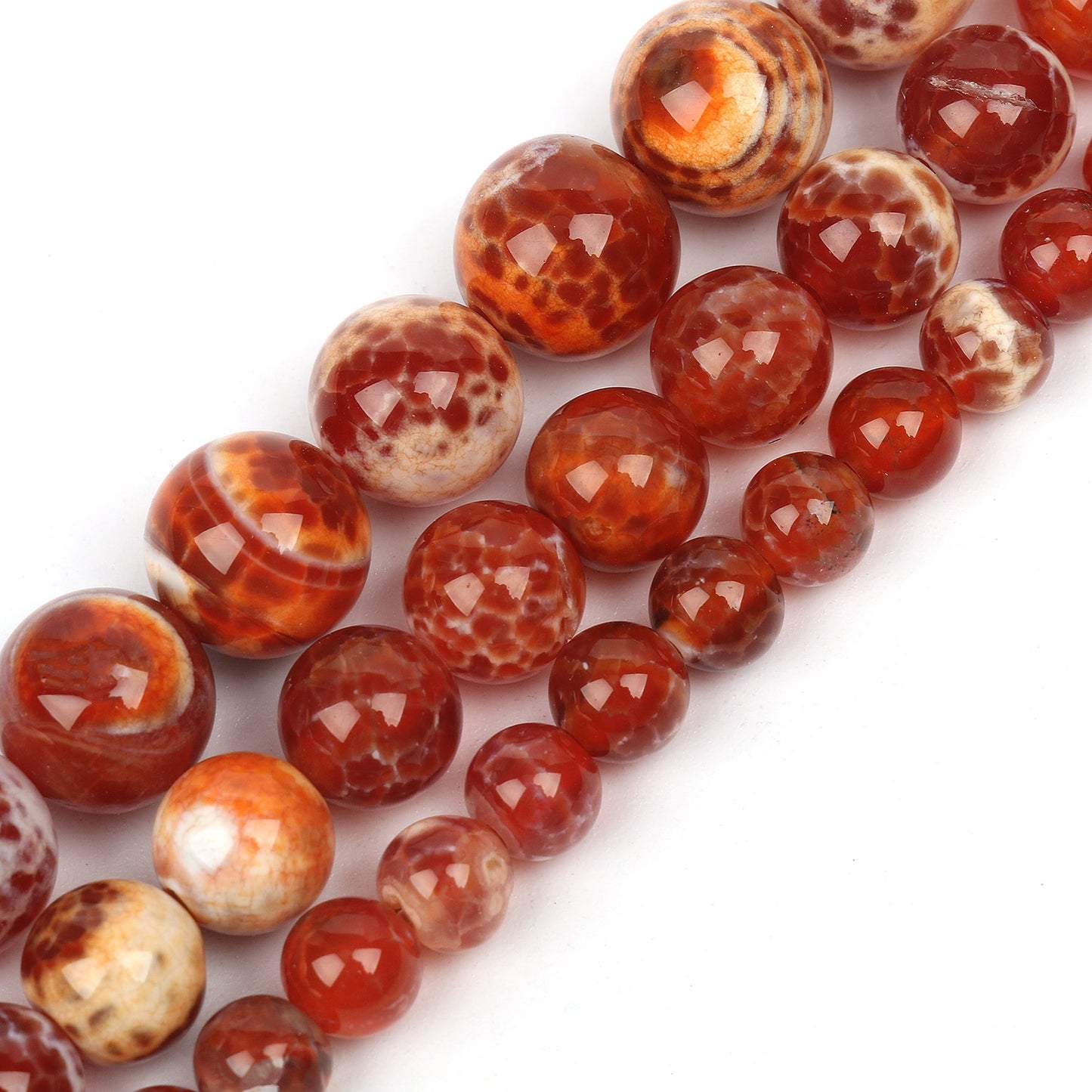 Natural Faceted Orange Fire Agates Stone Beads