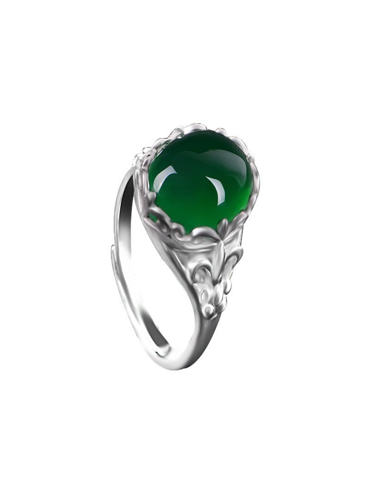 Natural Green Jade Ring Jadeite Chalcedony