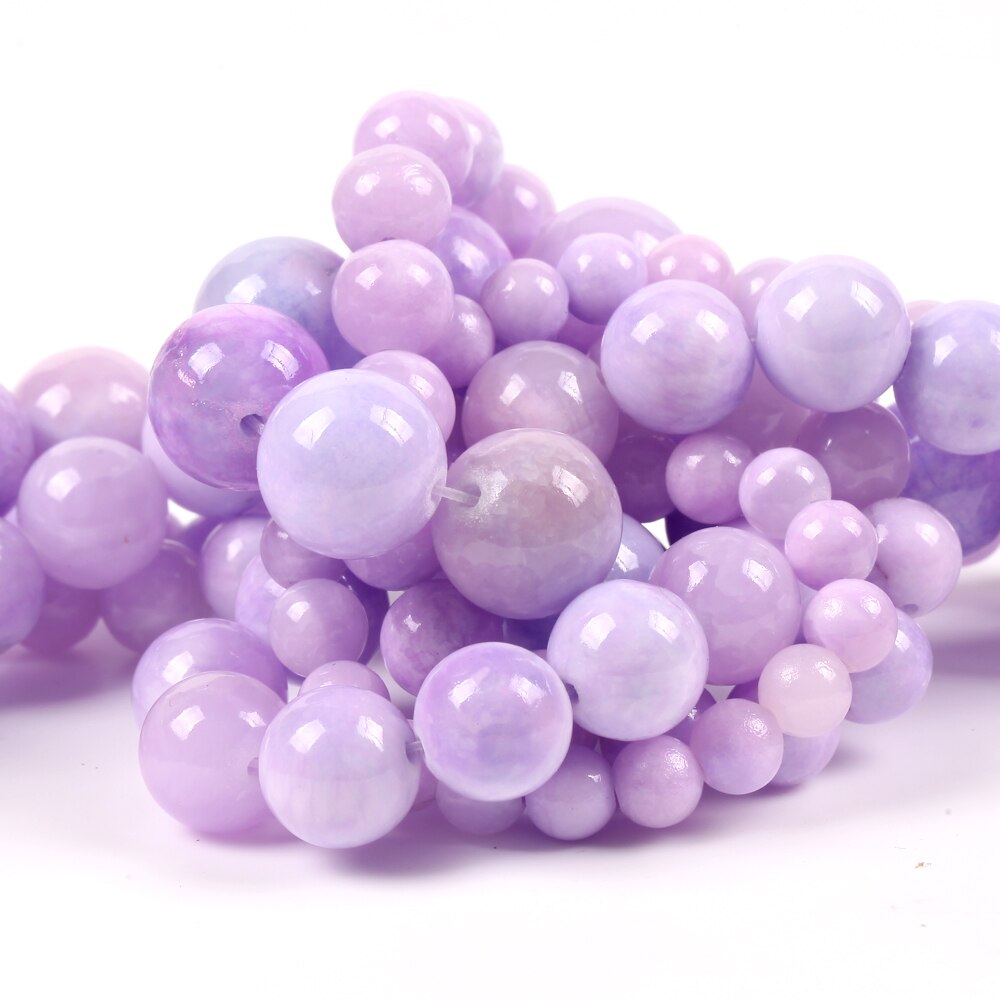 Purple Natural Stone Angelite Jades Round Loose Spacer Beads