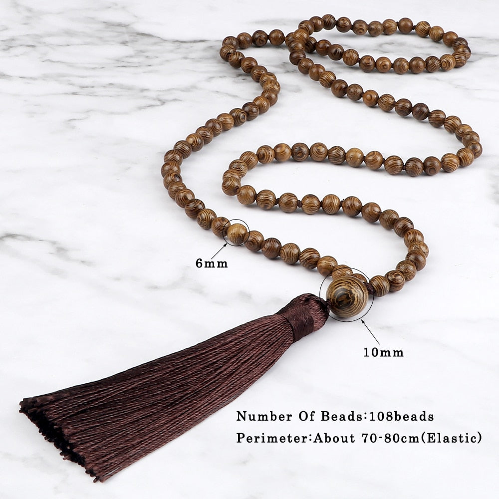 Men Mala Prayer Necklace 108 Natural Wooden