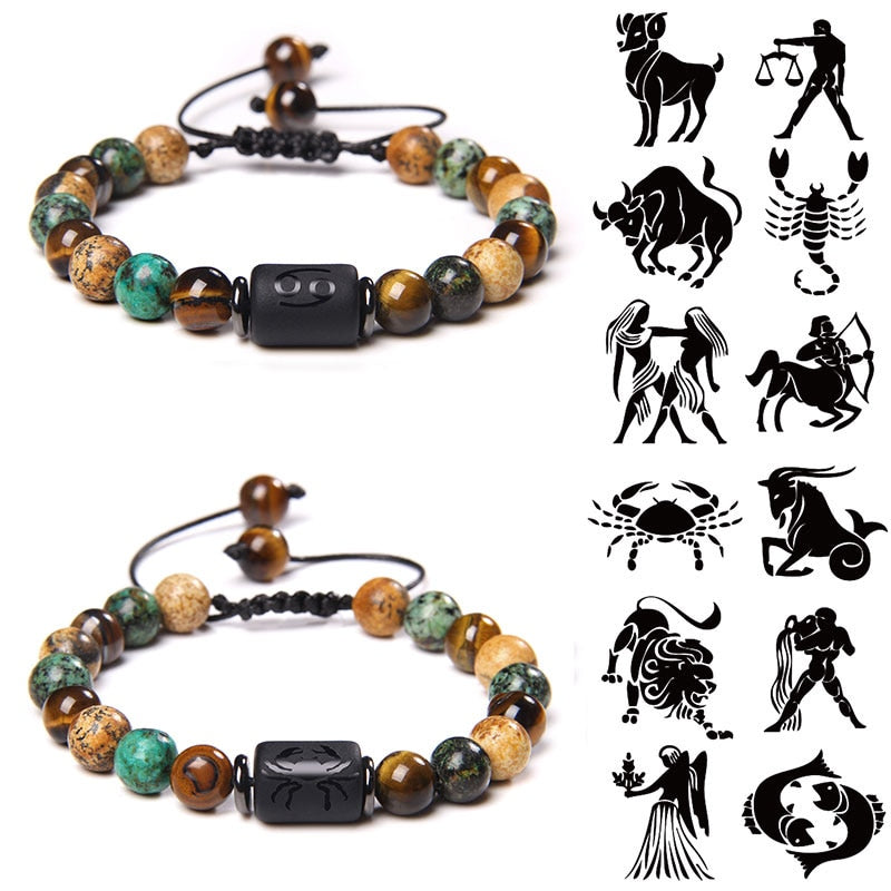 12 Zodiac Signs Constellation Bracelet Natural Picture