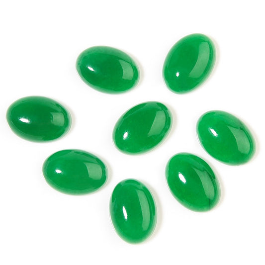 Oval Flatback Green Jade Cabochon Spacers For DIY Jewelry