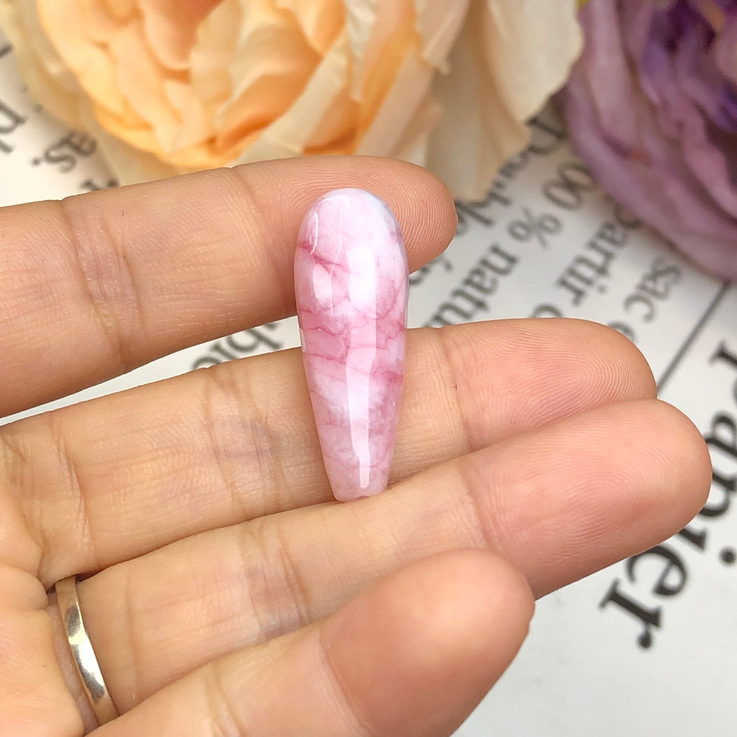 Faceted Pink White Chalcedony Jades Stone Water
