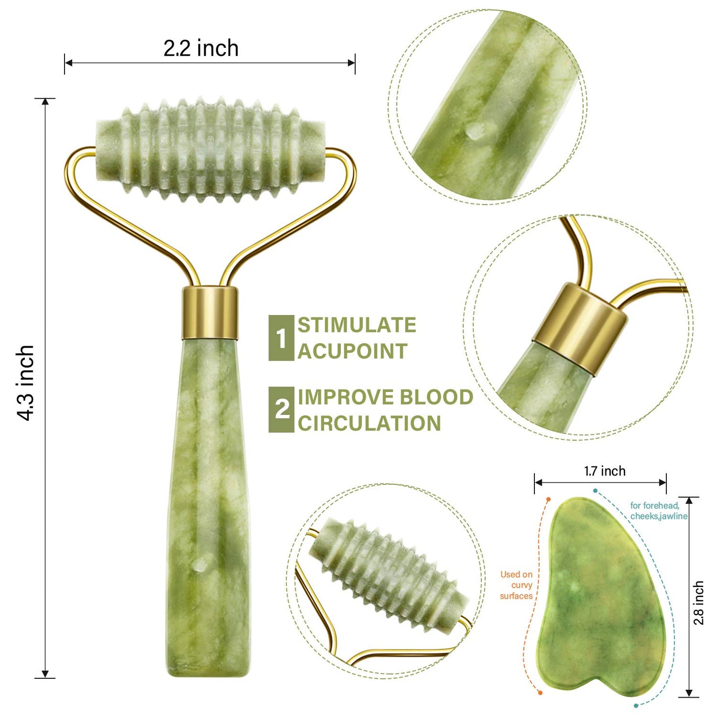 Jade Roller massage Scraper Facial Gouache