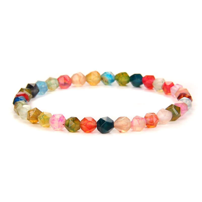 Handmade Gemstones Beads Bracelet Faceted Crystal