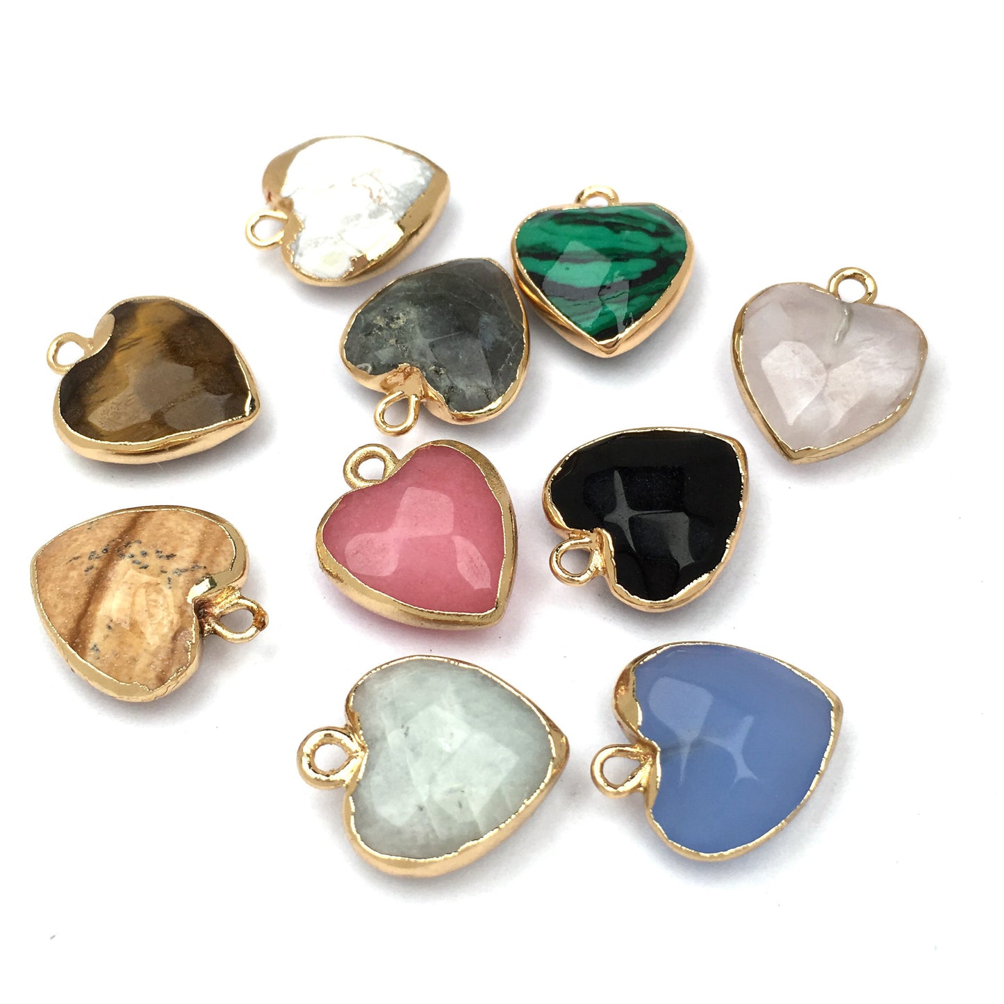 Natural Stone Crystal Pendant Charm Heart Shape