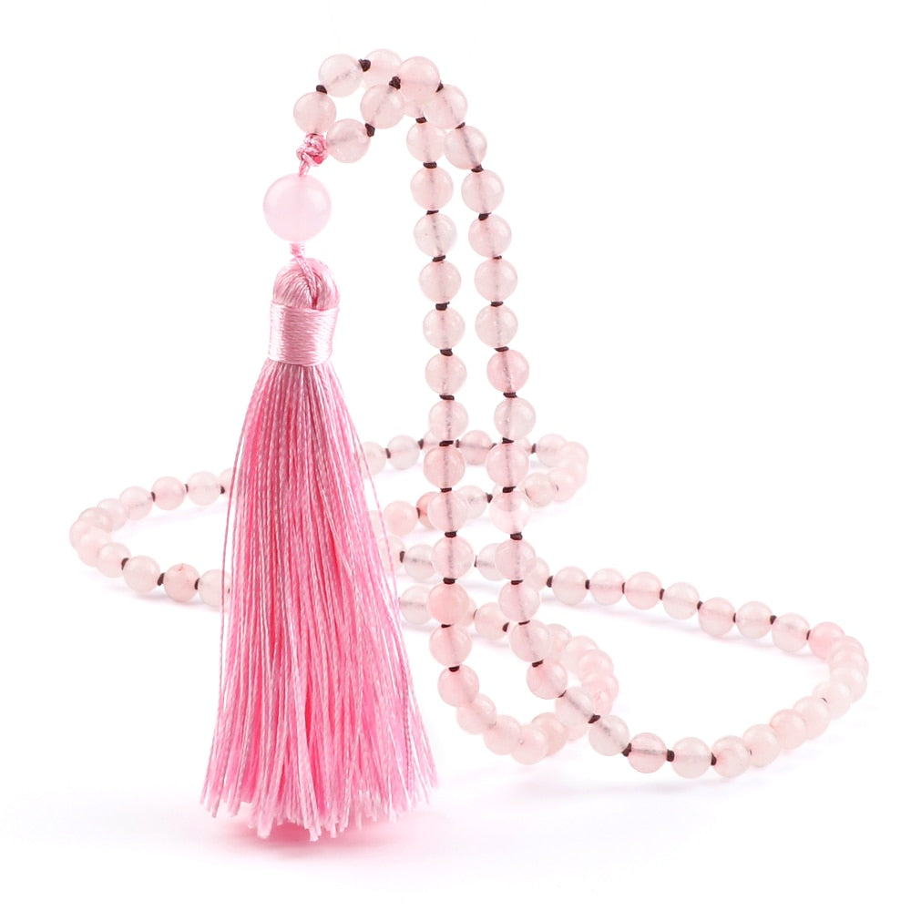 Pink Quartz Beads Necklace Fashion Women