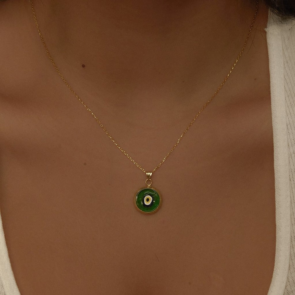 Lost Lady The Green Acrylic Evil Eye Pendant Necklace