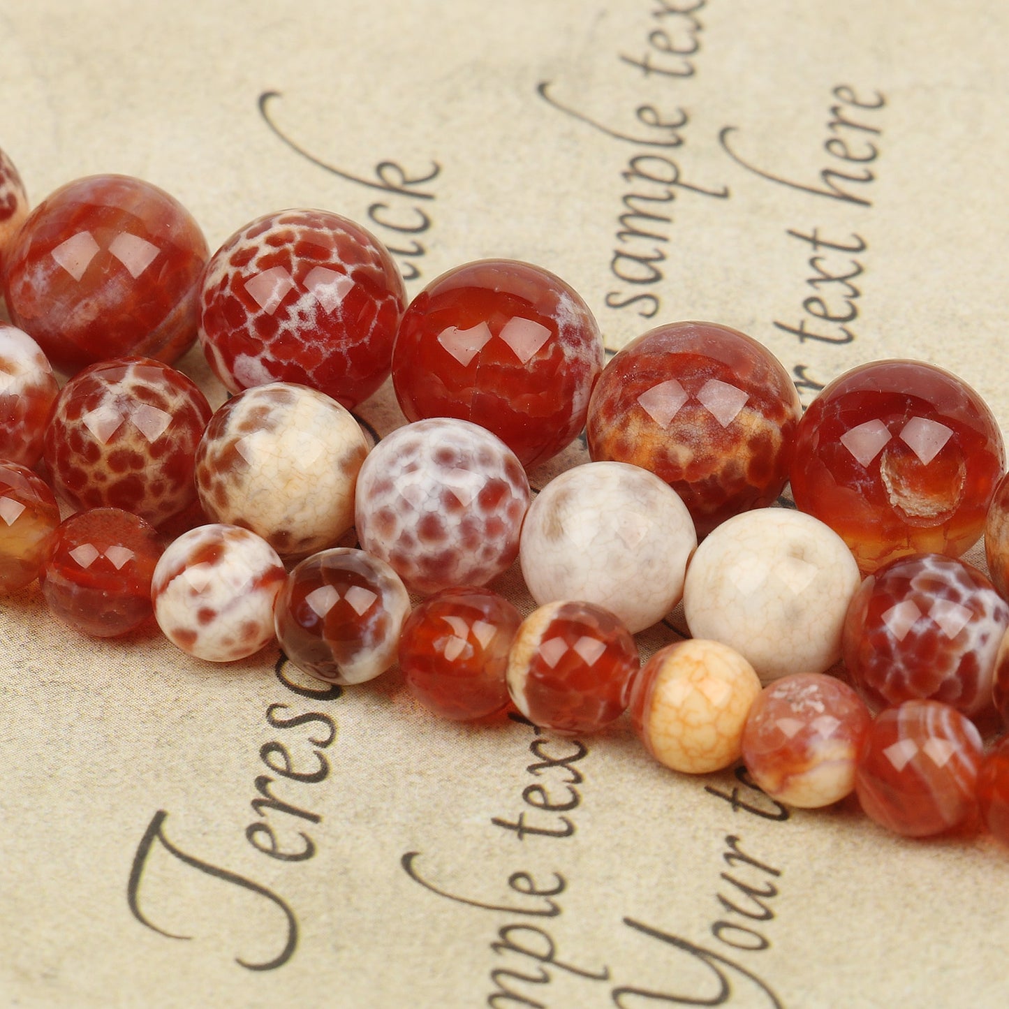 Natural Faceted Orange Fire Agates Stone Beads