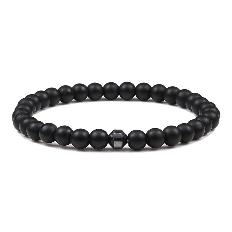 Men Natural Rock Stone Bracelet Energy Hematite