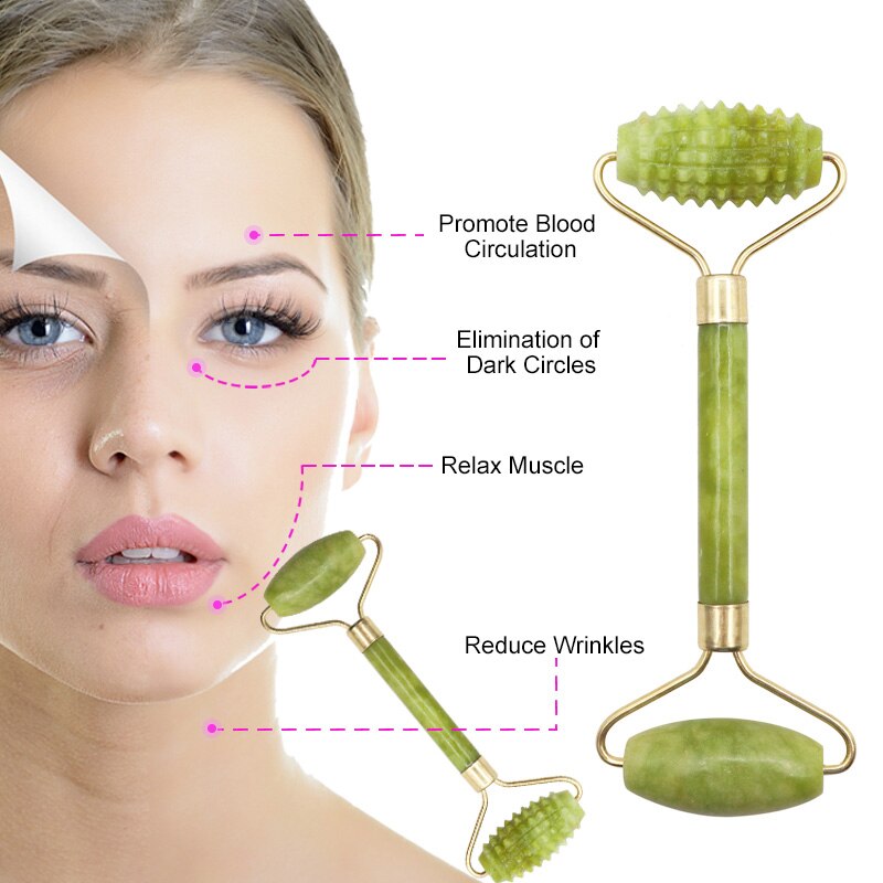 Natural Jade Massagers For Face Body Facial Roller Set