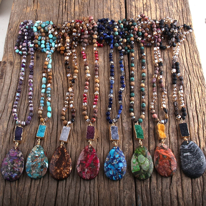 Bohemian Jewelry Natural Random Shape Stones With Druzy