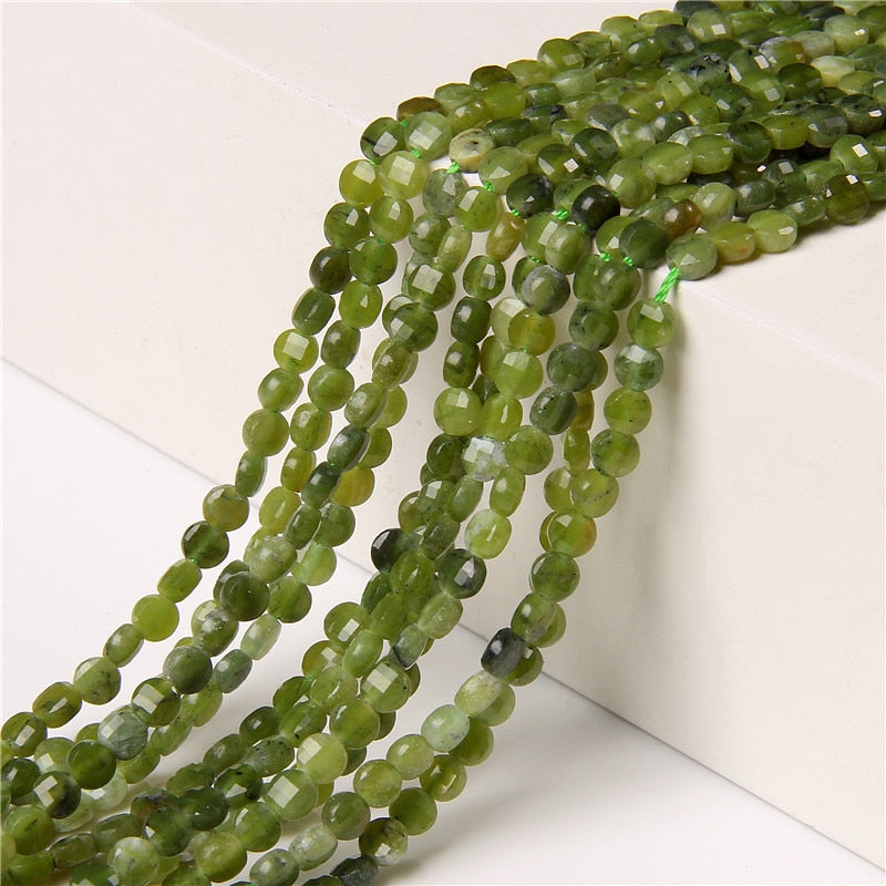 Faceted Round Green Russian Jades Stone Beads