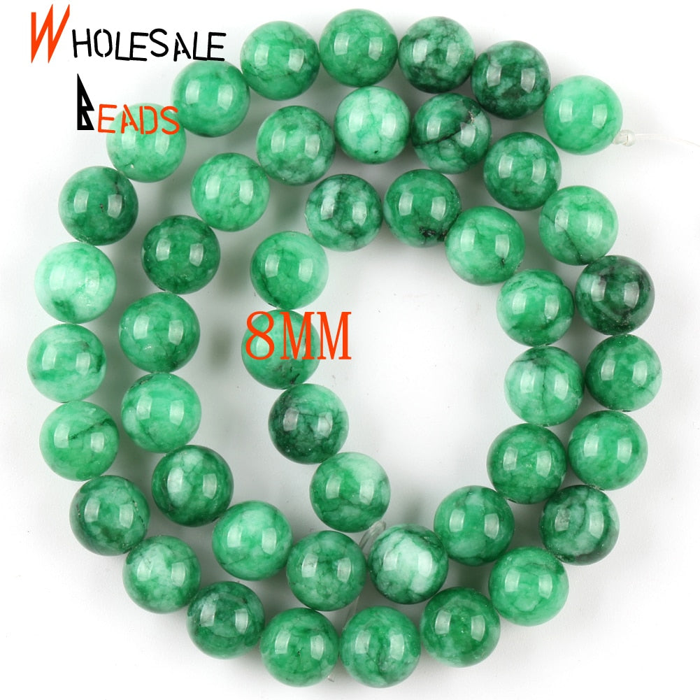 Natural Round Beads Green Jades Chalcedony Stone
