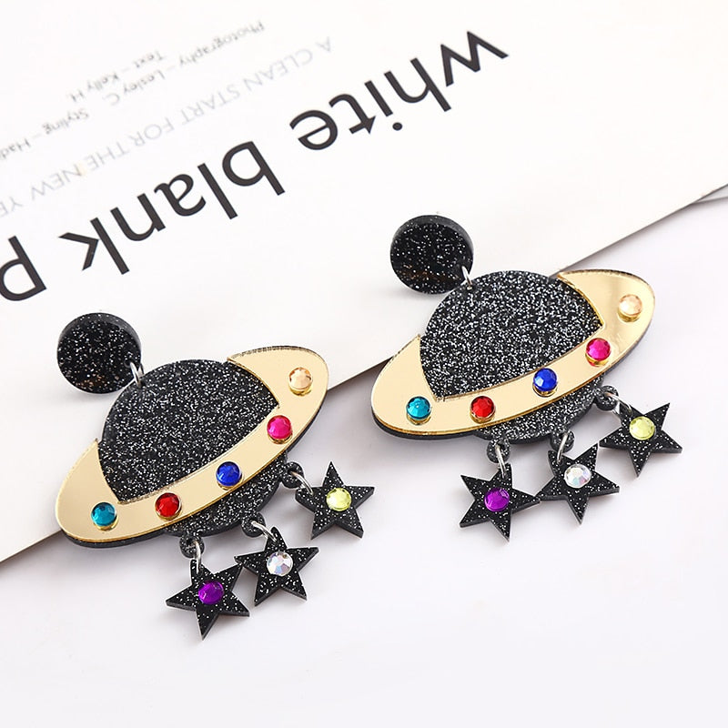 Exaggerated Colorful Geometric Drop Earrings
