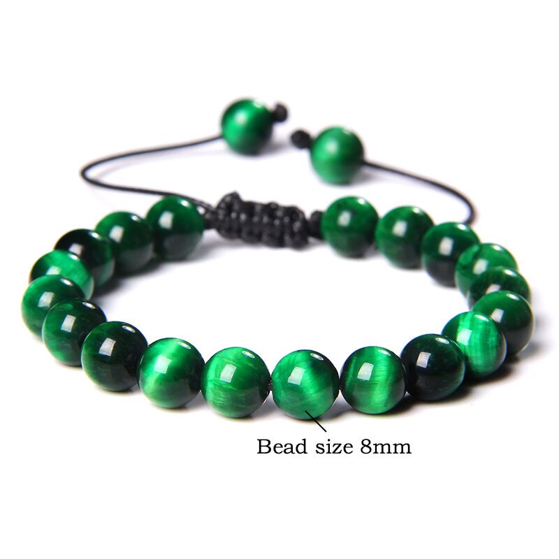 Green Natural Stone Beads Braided Bracelet Malachite