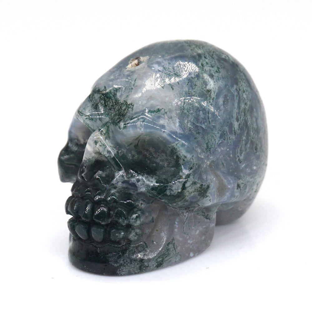 Skull Statue Natural Stone Carved Decoration Healing