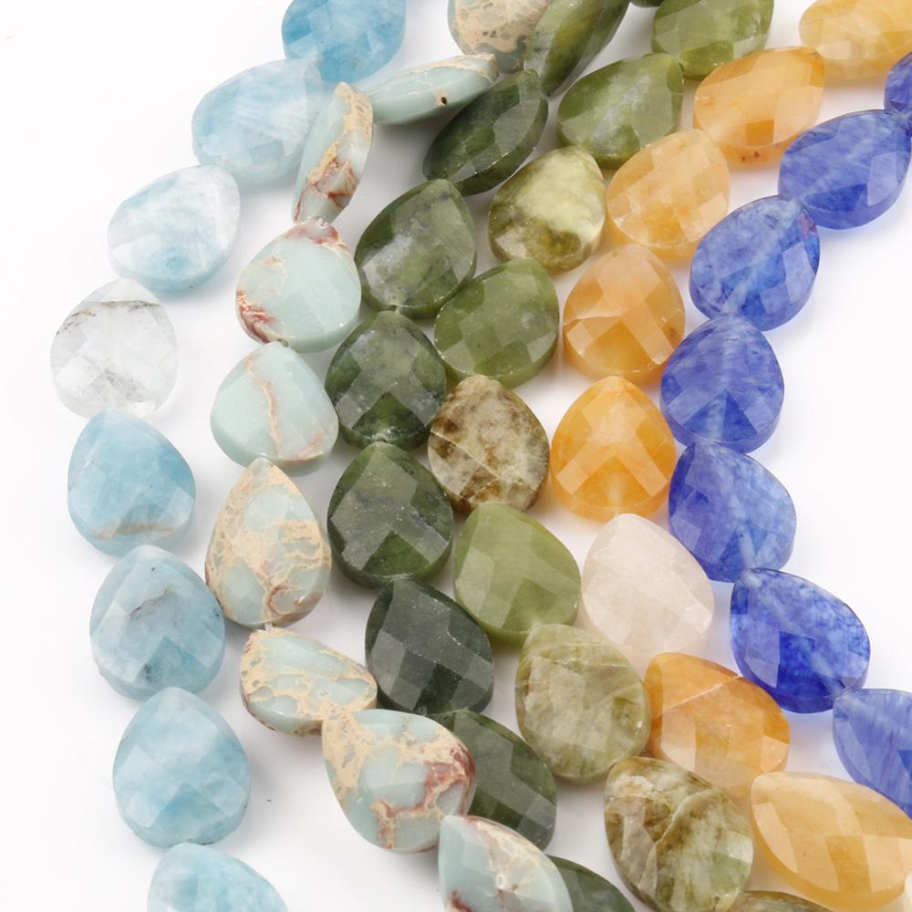 Faceted Stone Beads Water Drop Yellow Jades