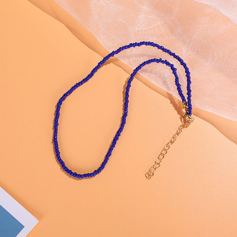 Boho Chic Seed Beads Necklace Colorful Neck Chain