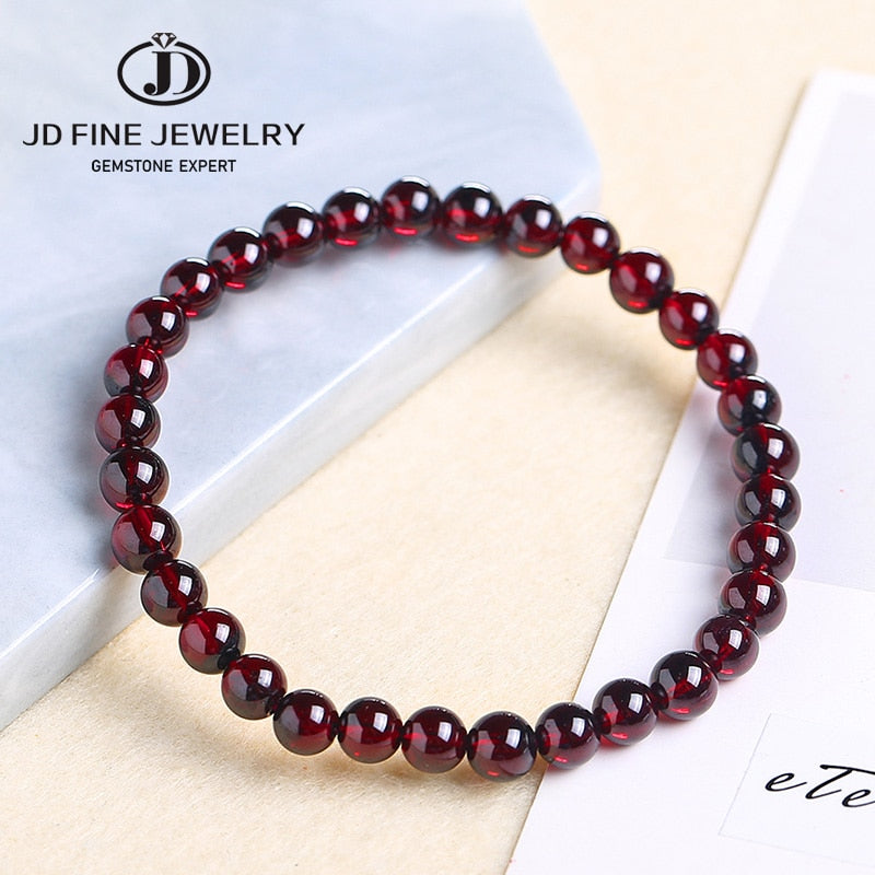 JD Natural Dark Garnet Bead Bracelets Women