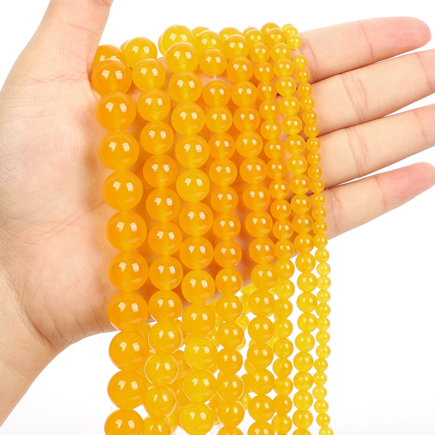 Stone Beads Yellow Chalcedony Jades Round Loose Beads