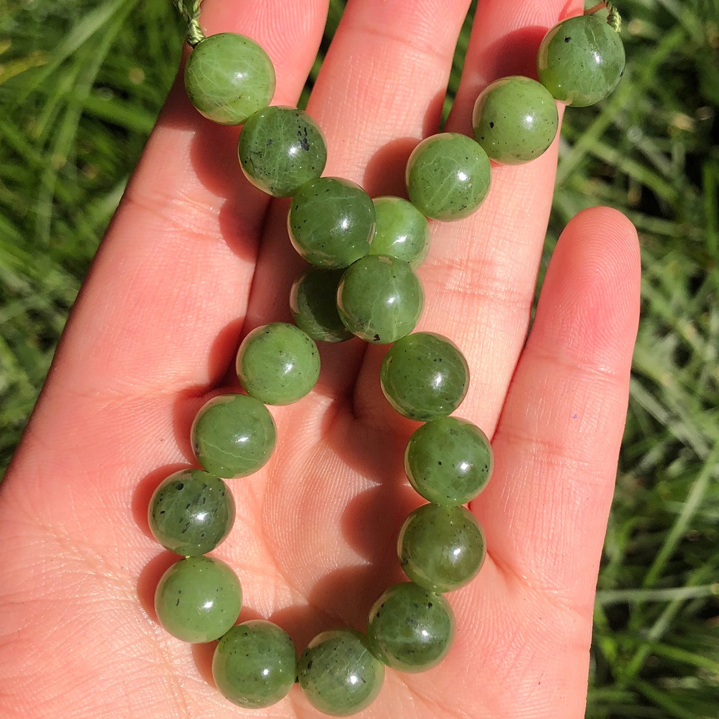 Green Natural Canadian Jade Beads Round