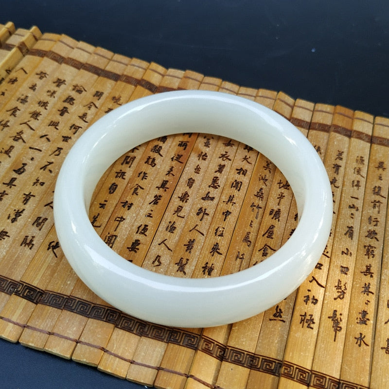 Natural White Jade Bangle Bracelet