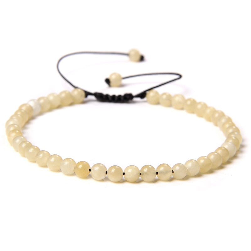 Adjustable 4MM Stone Beads Bracelet For Women
