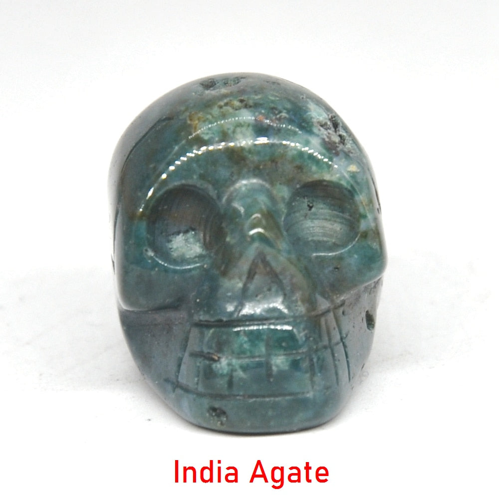 Skull Statue Natural Stone Carved Decoration Healing