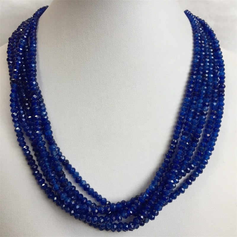 Double Blue Sapphire Chain Necklace