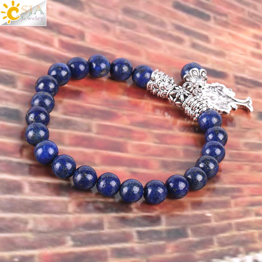 Chakra Natural Stone Lapis Lazuli Bracelets Tree of Life