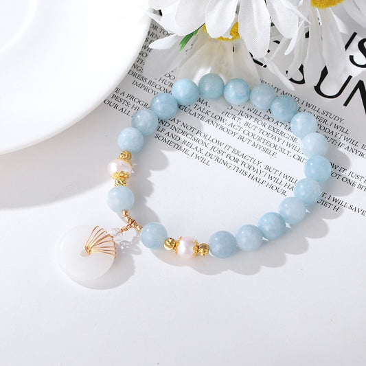 Green/Blue Stones Natural Freshwater Pearls Jade Bracelets