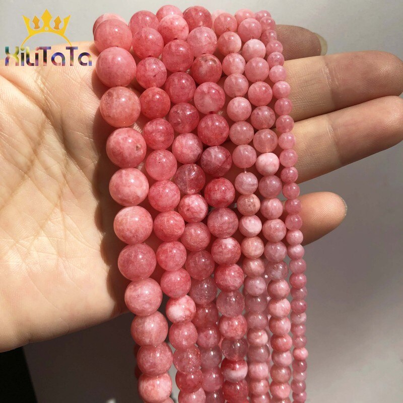 Natural Stone Pink Chalcedony Jades Loose Spacer