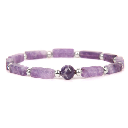 Beads Charm Bracelets Natural Amethysts Rectangle Stone