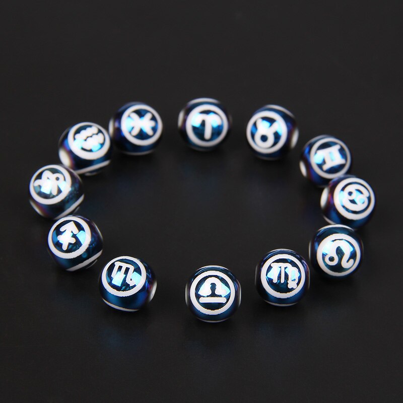 12 Zodiac Signs Beads Charms Blue Constellation