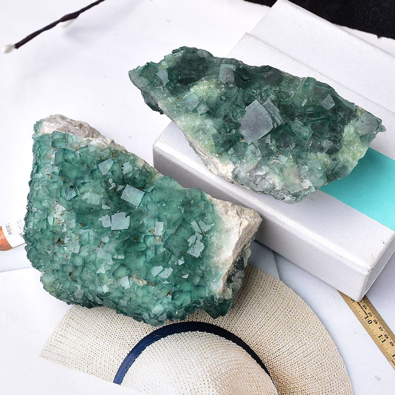 100% Natural Stone Green Fluorite Mineral Crystal